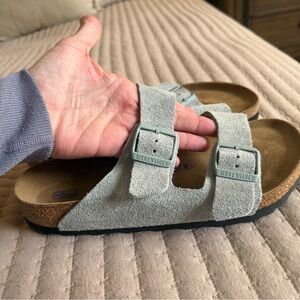Birkenstock Light Gray Suede Sandals